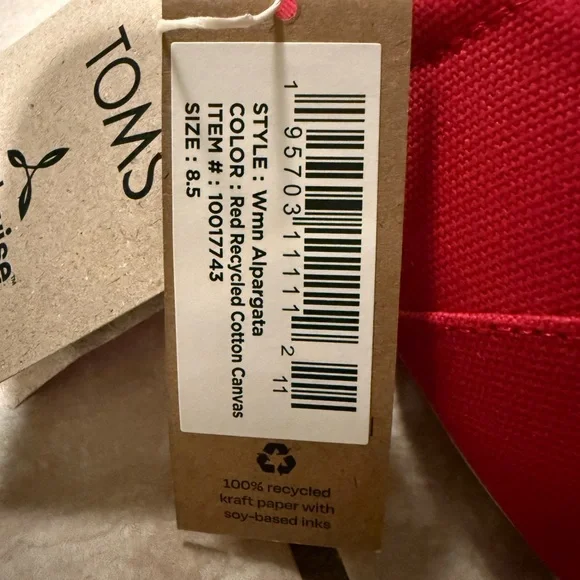 TOMS Vibrant Red Canvas Slip-Ons - Picture 4 of 6